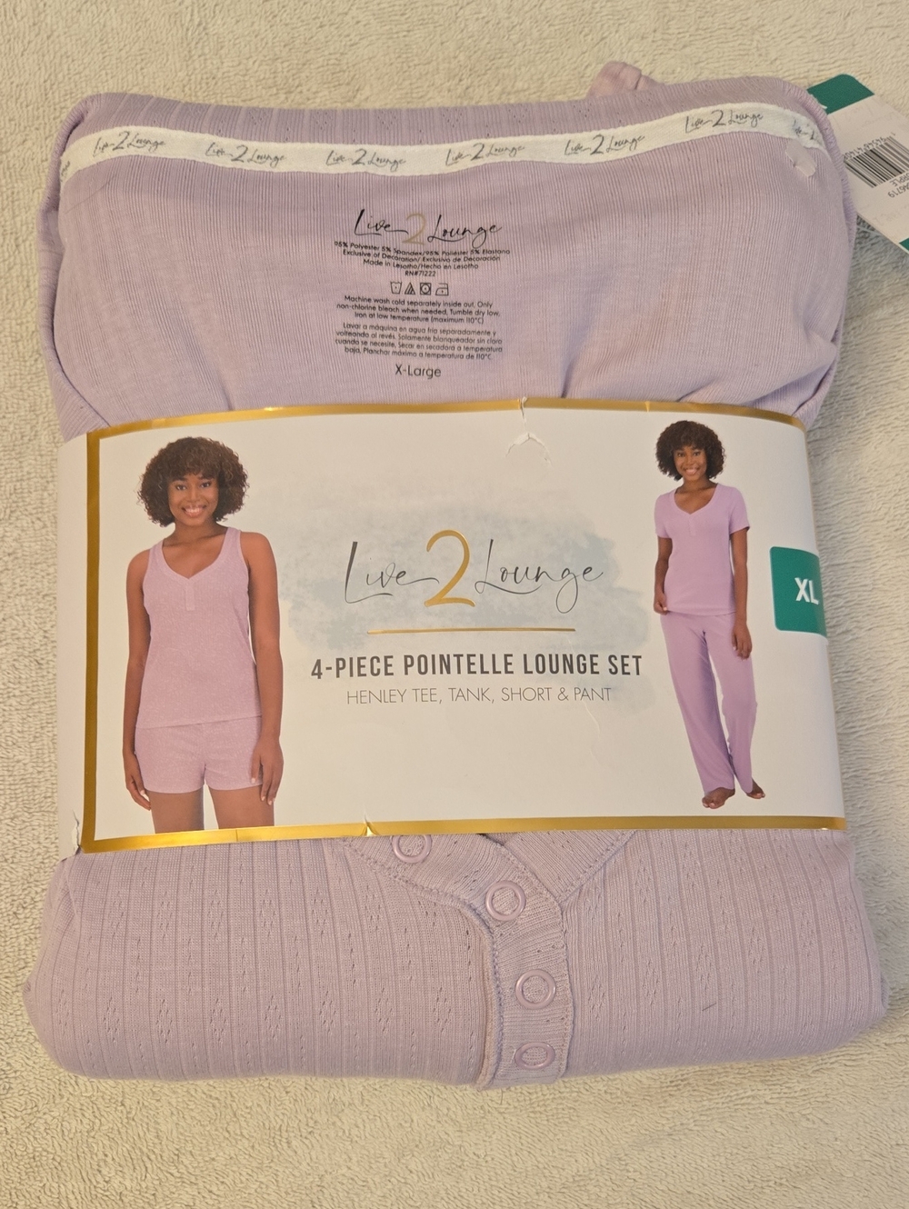 Live 2 Lounge 4-Piece Pointelle Pajama Set - Lilac